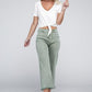 Acid Washed High Waist Frayed Hem Straight Pants - Leur Beau Monde Boutique