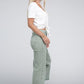 Acid Washed High Waist Frayed Hem Straight Pants - Leur Beau Monde Boutique