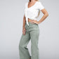 Acid Washed High Waist Frayed Hem Straight Pants - Leur Beau Monde Boutique