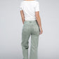 Acid Washed High Waist Frayed Hem Straight Pants - Leur Beau Monde Boutique