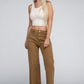 Acid Washed High Waist Frayed Hem Straight Pants - Leur Beau Monde Boutique