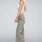 Acid Washed High Waist Frayed Hem Straight Pants - Leur Beau Monde Boutique