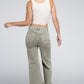 Acid Washed High Waist Frayed Hem Straight Pants - Leur Beau Monde Boutique