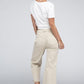 Acid Washed High Waist Frayed Hem Straight Pants - Leur Beau Monde Boutique