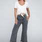 Acid Washed High Waist Frayed Hem Straight Pants - Leur Beau Monde Boutique