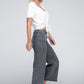 Acid Washed High Waist Frayed Hem Straight Pants - Leur Beau Monde Boutique