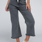 Acid Washed High Waist Frayed Hem Straight Pants - Leur Beau Monde Boutique