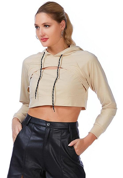 All Relaxed Front Slit Cropped Hoodie - Leur Beau Monde Boutique