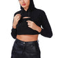 All Relaxed Front Slit Cropped Hoodie - Leur Beau Monde Boutique