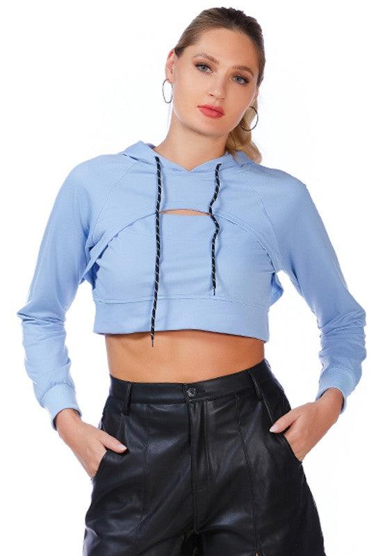 All Relaxed Front Slit Cropped Hoodie - Leur Beau Monde Boutique