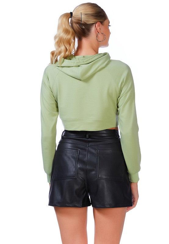 All Relaxed Front Slit Cropped Hoodie - Leur Beau Monde Boutique