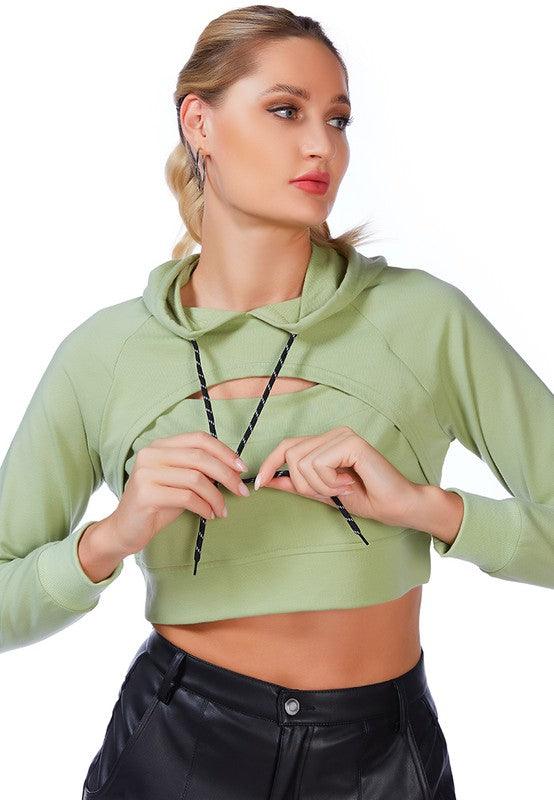 All Relaxed Front Slit Cropped Hoodie - Leur Beau Monde Boutique