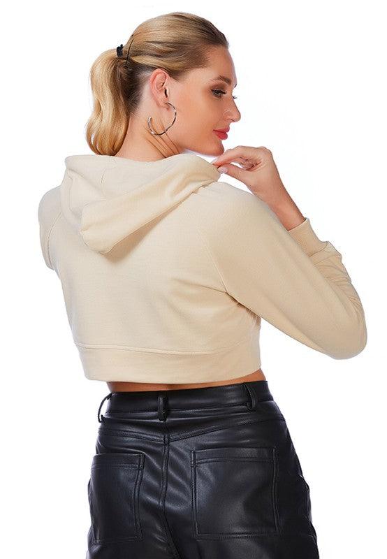 All Relaxed Front Slit Cropped Hoodie - Leur Beau Monde Boutique