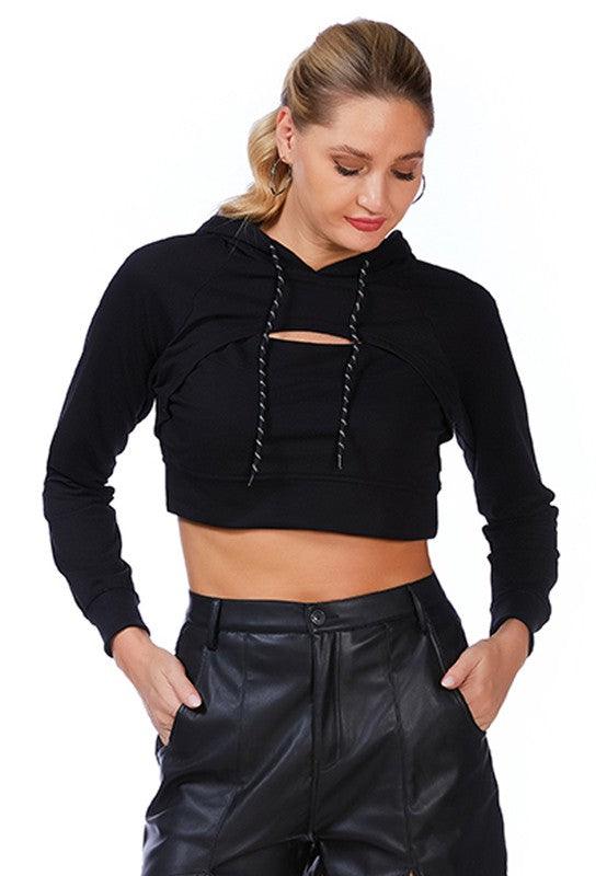 All Relaxed Front Slit Cropped Hoodie - Leur Beau Monde Boutique