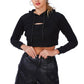 All Relaxed Front Slit Cropped Hoodie - Leur Beau Monde Boutique