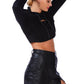 All Relaxed Front Slit Cropped Hoodie - Leur Beau Monde Boutique