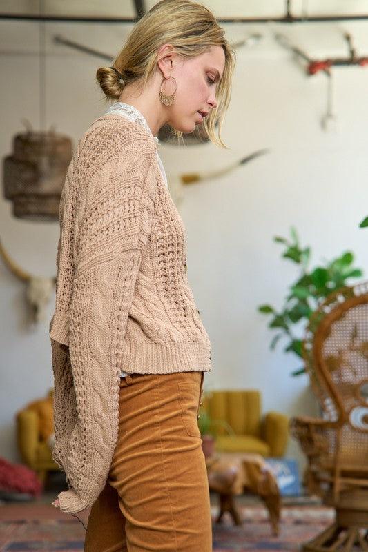 CABLE KNIT CARDIGAN JJK5023 - Leur Beau Monde Boutique