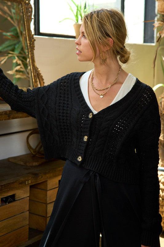 CABLE KNIT CARDIGAN JJK5023 - Leur Beau Monde Boutique