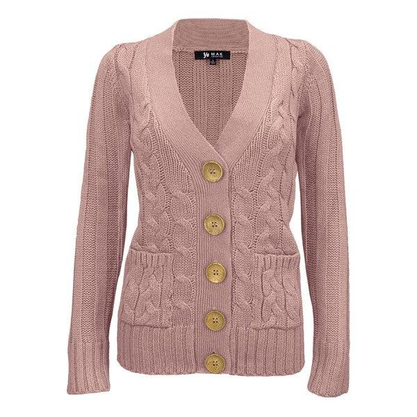 Cable Knitted Cardigan Sweater with Pockets - Leur Beau Monde Boutique