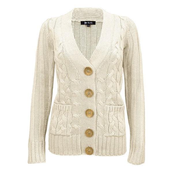 Cable Knitted Cardigan Sweater with Pockets - Leur Beau Monde Boutique