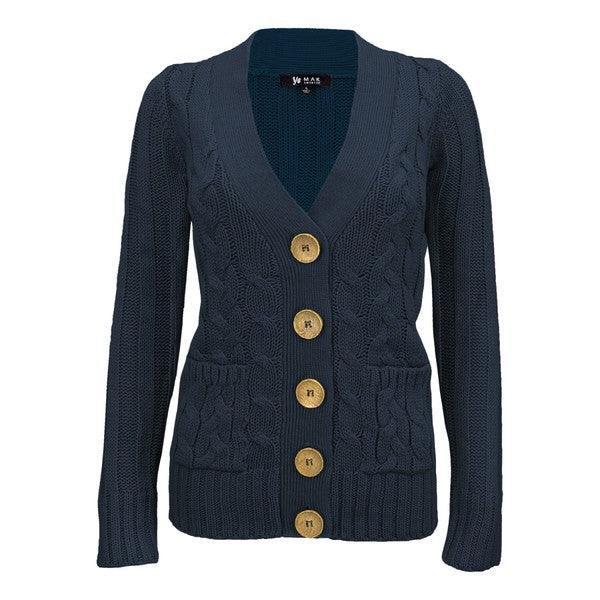 Cable Knitted Cardigan Sweater with Pockets - Leur Beau Monde Boutique