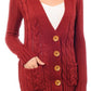 Cable Knitted Cardigan Sweater with Pockets - Leur Beau Monde Boutique