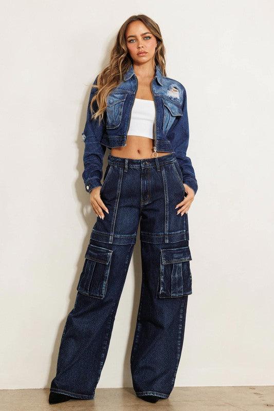 Cargo Pocket Wide Jeans - Leur Beau Monde Boutique