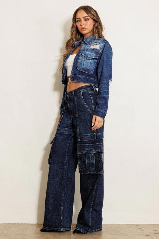 Cargo Pocket Wide Jeans - Leur Beau Monde Boutique