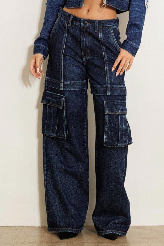 Cargo Pocket Wide Jeans - Leur Beau Monde Boutique