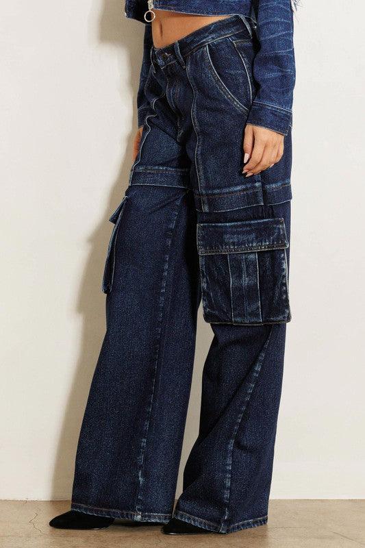 Cargo Pocket Wide Jeans - Leur Beau Monde Boutique