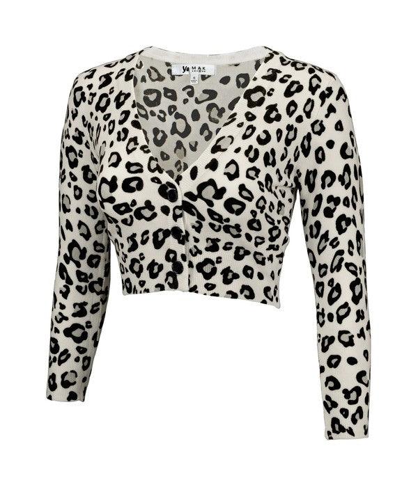 Cropped Bolero Leopard Print Sweater Cardigan - Leur Beau Monde Boutique