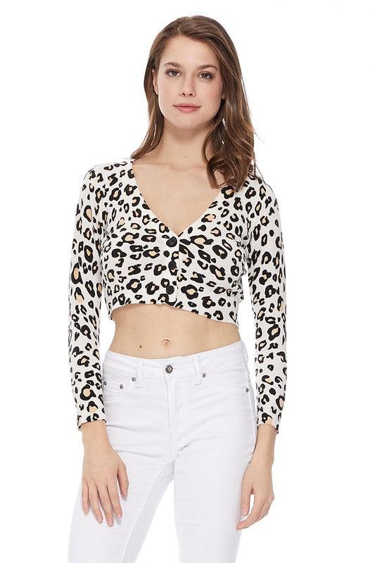 Cropped Bolero Leopard Print Sweater Cardigan - Leur Beau Monde Boutique