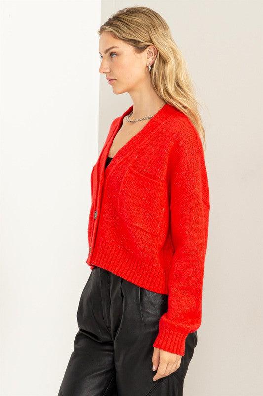 Cute Mood Crop Shoulder Cropped Cardigan Sweater - Leur Beau Monde Boutique