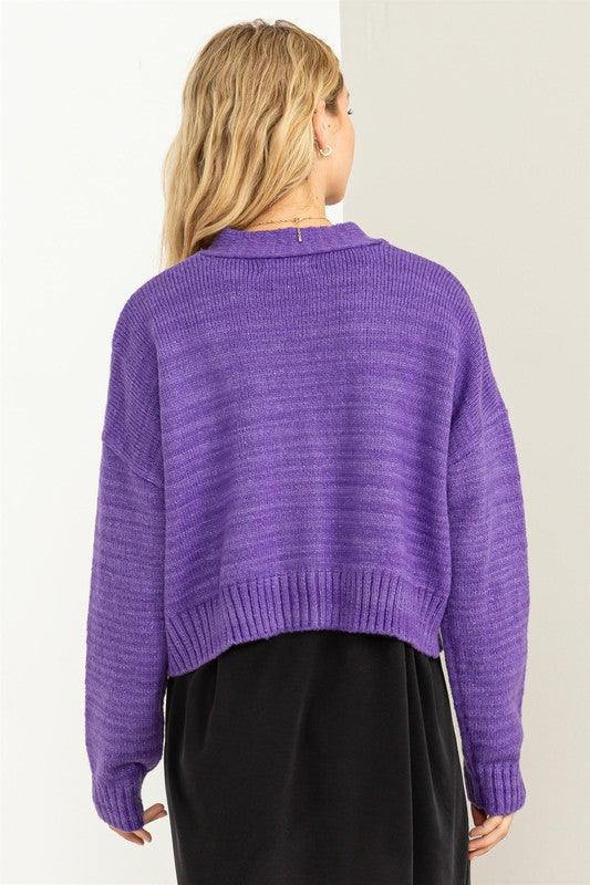 Cute Mood Crop Shoulder Cropped Cardigan Sweater - Leur Beau Monde Boutique