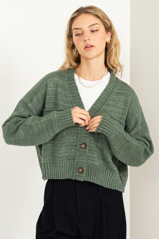 Cute Mood Crop Shoulder Cropped Cardigan Sweater - Leur Beau Monde Boutique