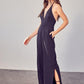 Deep V-Neck Wide Leg Jumpsuit - Leur Beau Monde Boutique