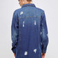 DENIM 3/4 QUARTER JACKETS DISTRESSED WASHED - Leur Beau Monde Boutique