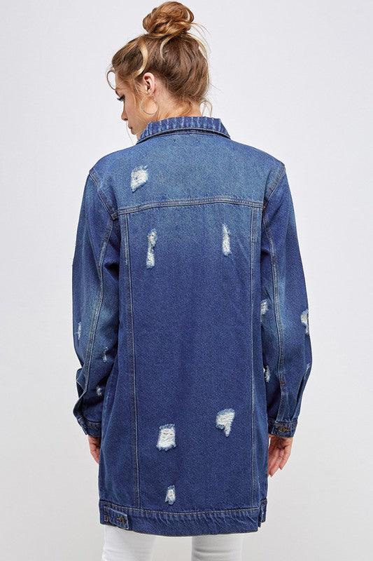 DENIM 3/4 QUARTER JACKETS DISTRESSED WASHED - Leur Beau Monde Boutique