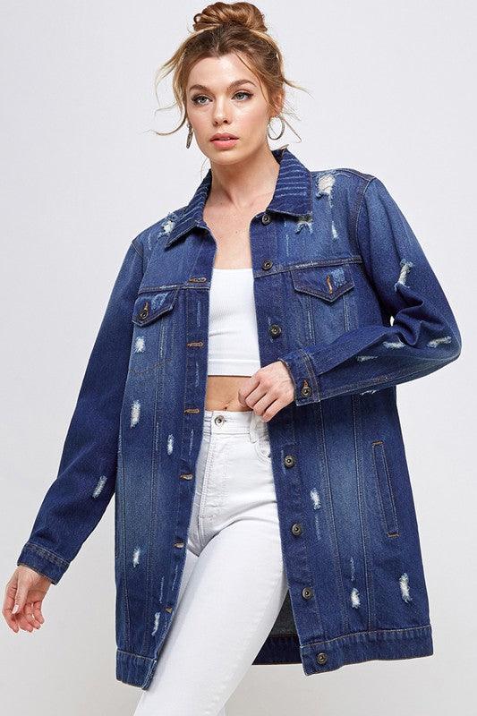 DENIM 3/4 QUARTER JACKETS DISTRESSED WASHED - Leur Beau Monde Boutique