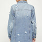 DENIM 3/4 QUARTER JACKETS DISTRESSED WASHED - Leur Beau Monde Boutique