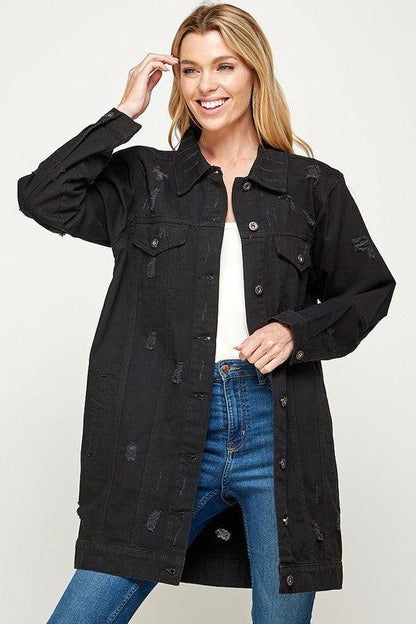 DENIM 3/4 QUARTER JACKETS DISTRESSED WASHED - Leur Beau Monde Boutique