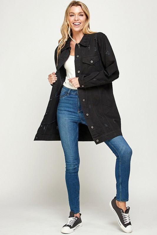 DENIM 3/4 QUARTER JACKETS DISTRESSED WASHED - Leur Beau Monde Boutique