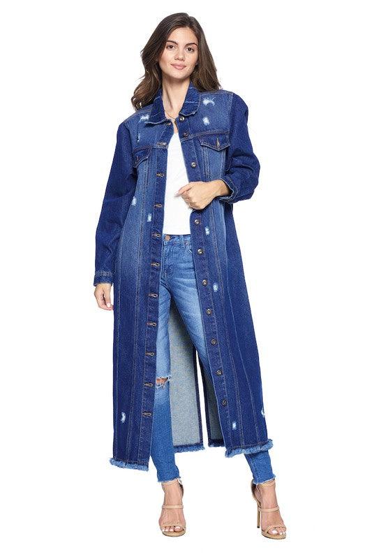 DENIM LONG JACKETS DISTRESSED WASHED - Leur Beau Monde Boutique