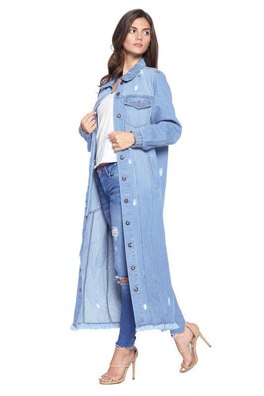 DENIM LONG JACKETS DISTRESSED WASHED - Leur Beau Monde Boutique