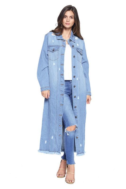 DENIM LONG JACKETS DISTRESSED WASHED - Leur Beau Monde Boutique