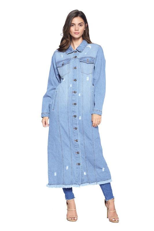 DENIM LONG JACKETS DISTRESSED WASHED - Leur Beau Monde Boutique