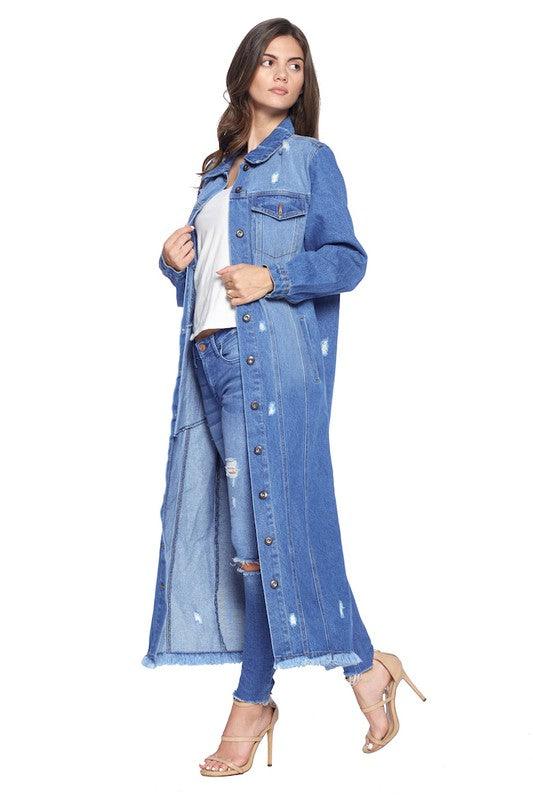 DENIM LONG JACKETS DISTRESSED WASHED - Leur Beau Monde Boutique