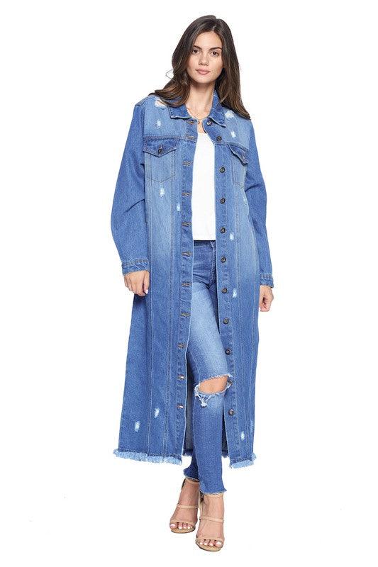 DENIM LONG JACKETS DISTRESSED WASHED - Leur Beau Monde Boutique