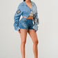 Denim Patched X-Contrast Top - Leur Beau Monde Boutique