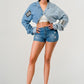 Denim Patched X-Contrast Top - Leur Beau Monde Boutique